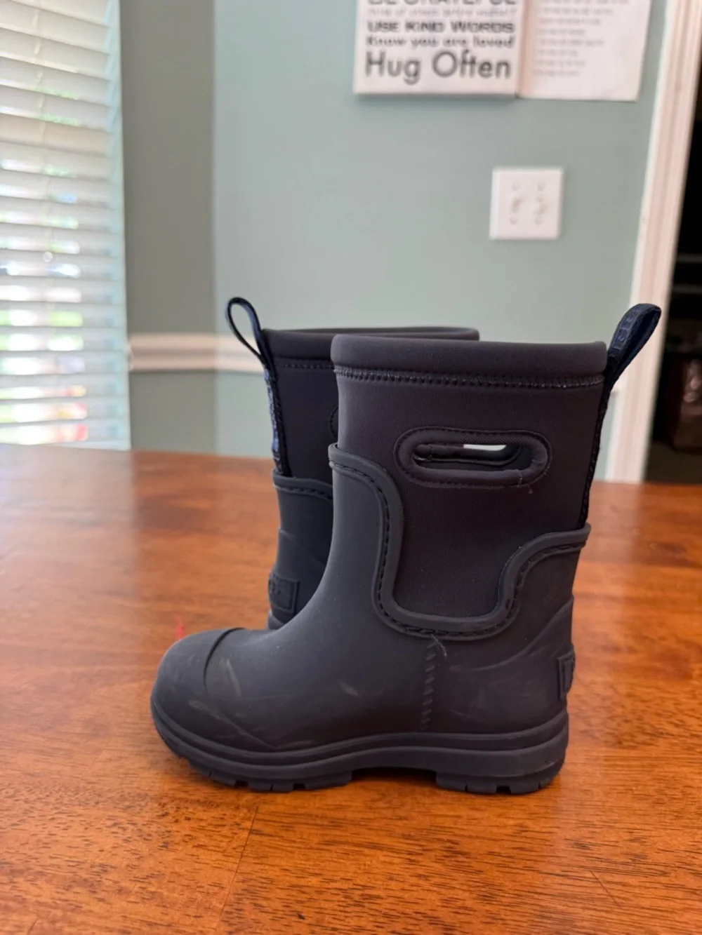 UGG Kids Droplet Mid Waterproof Rain Boots Navy Size 9
